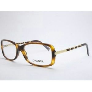 Chanel Havana Brown & Gold Eyeglass Frame & Case